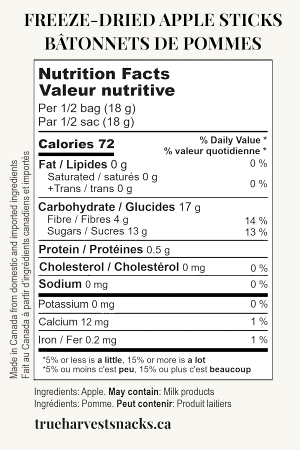 Freeze Dried Fruit Apple Snack Canada Nutrition
