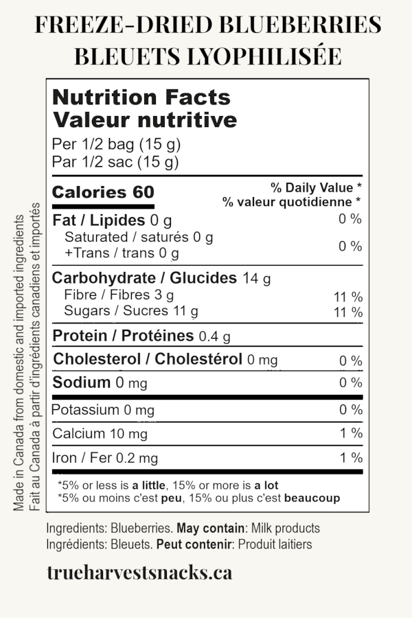 Freeze Dried Fruit Blueberries Snack Canada Nutrition