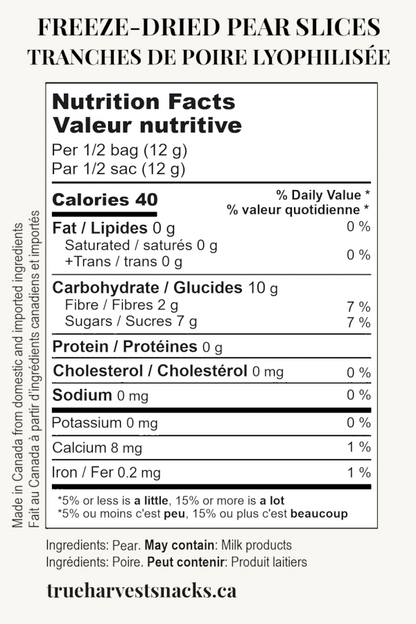 Freeze Dried Fruit Pear Snack Canada Nutrition